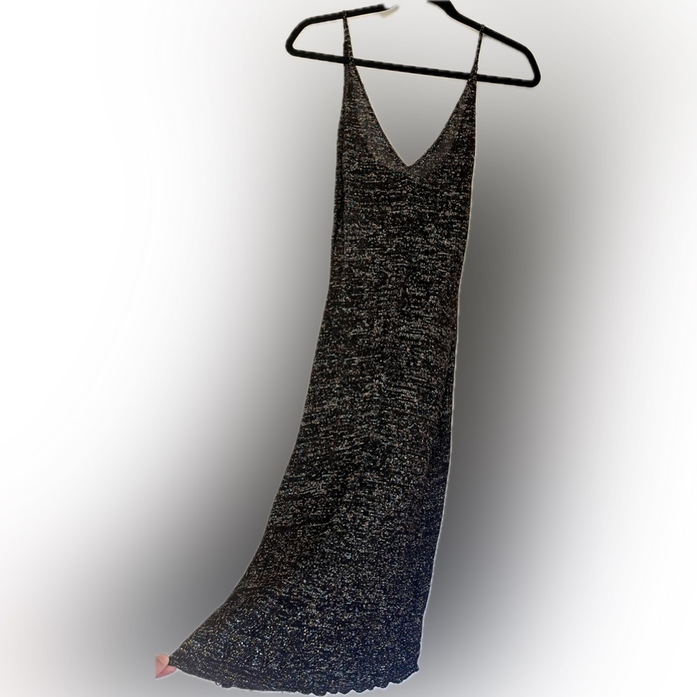 Moda International Black and Silver Knitted Dress Sparkly